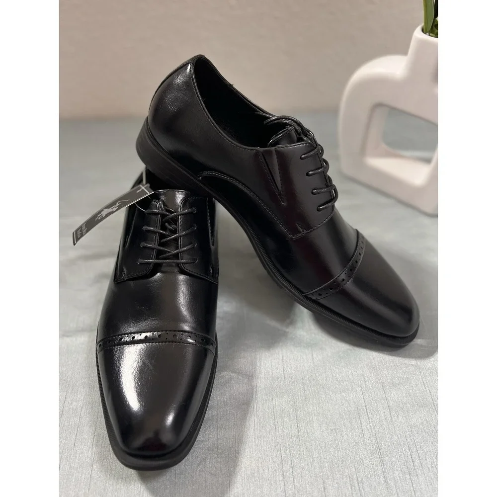 Beverly Hills Polo Club Men's Black Dress Shoes Damien New With Box Sizes 9.5